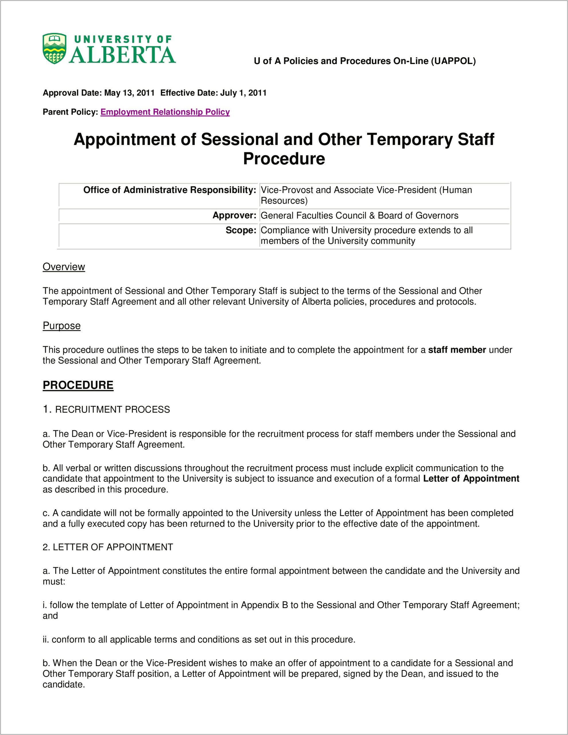 Temporary Works Coordinator Appointment Letter Template