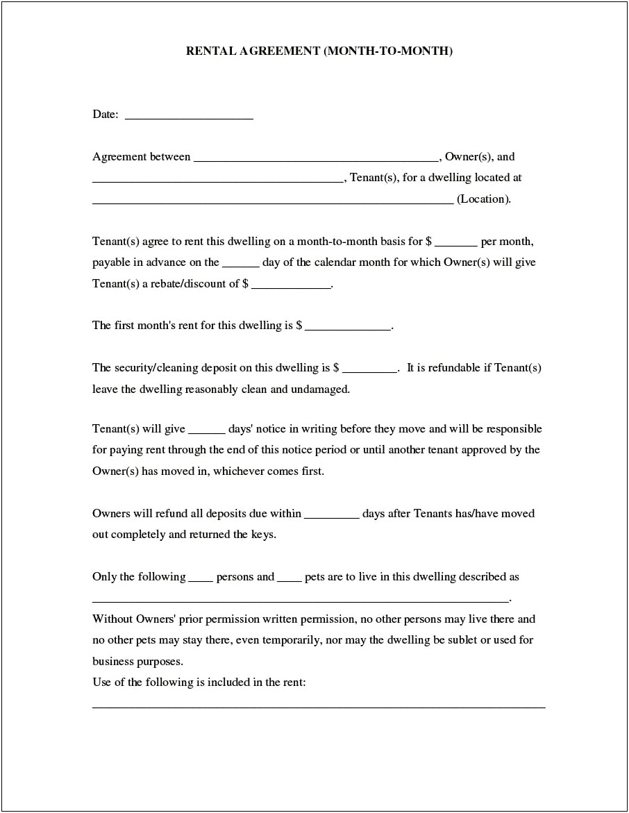 Tenancy Agreement Template Uk Word Document