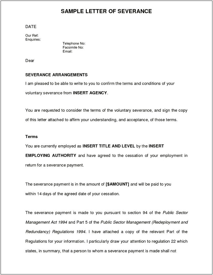 Termination Letter Due To Redundancy Template