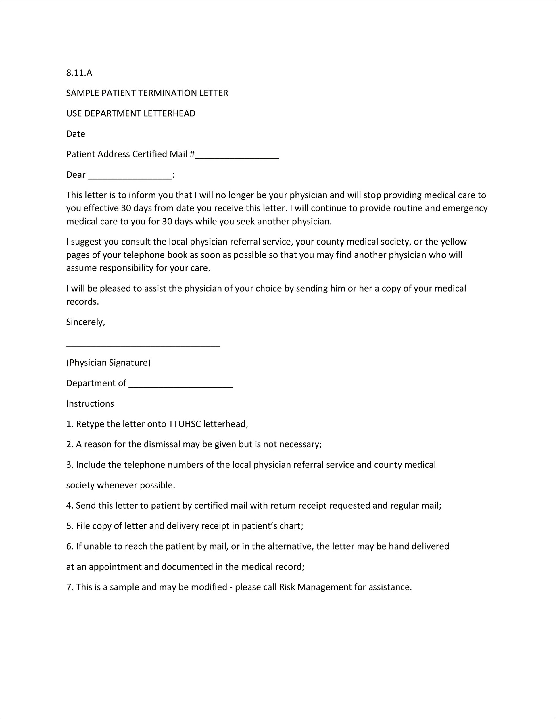 Termination Of Contract Services Letter Template