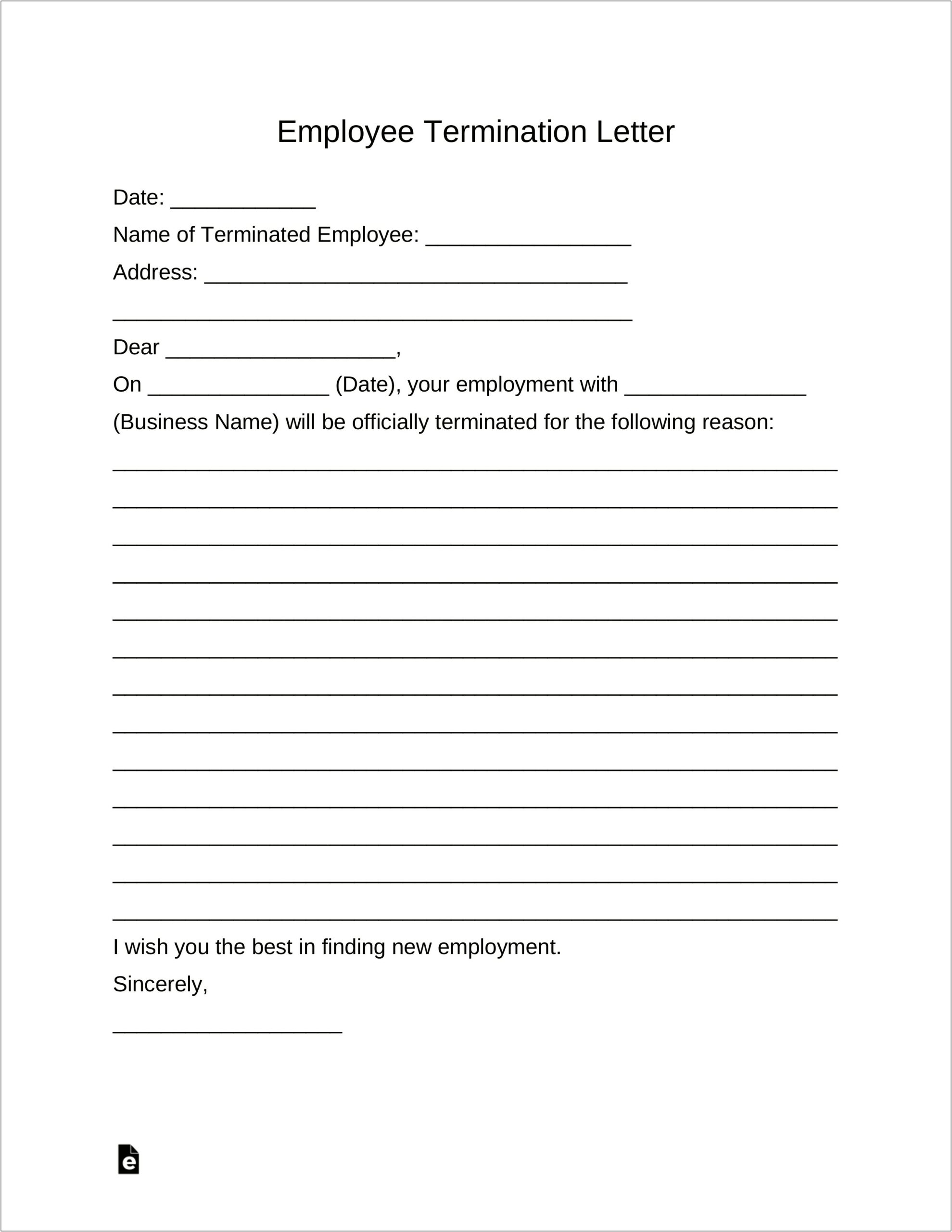 Termination Of Employment Letter South Africa Template