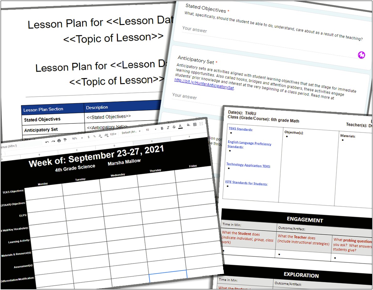 Texas Elementary Math Lesson Plan Template Doc