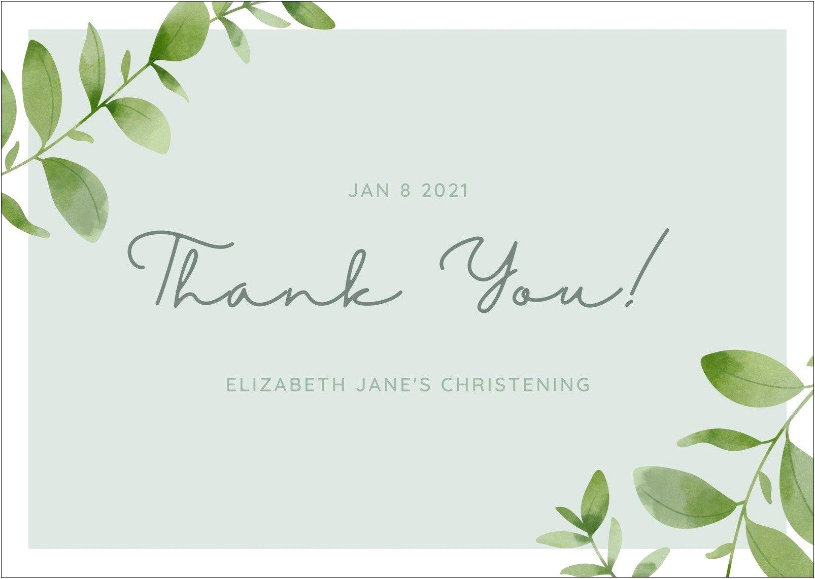 Thank You Card For Baptism Template