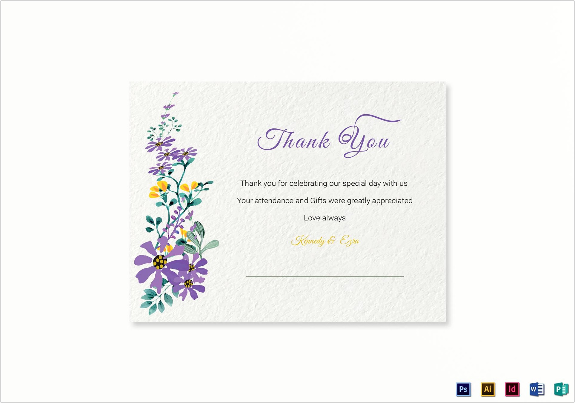 Thank You Card With Photo Word Template