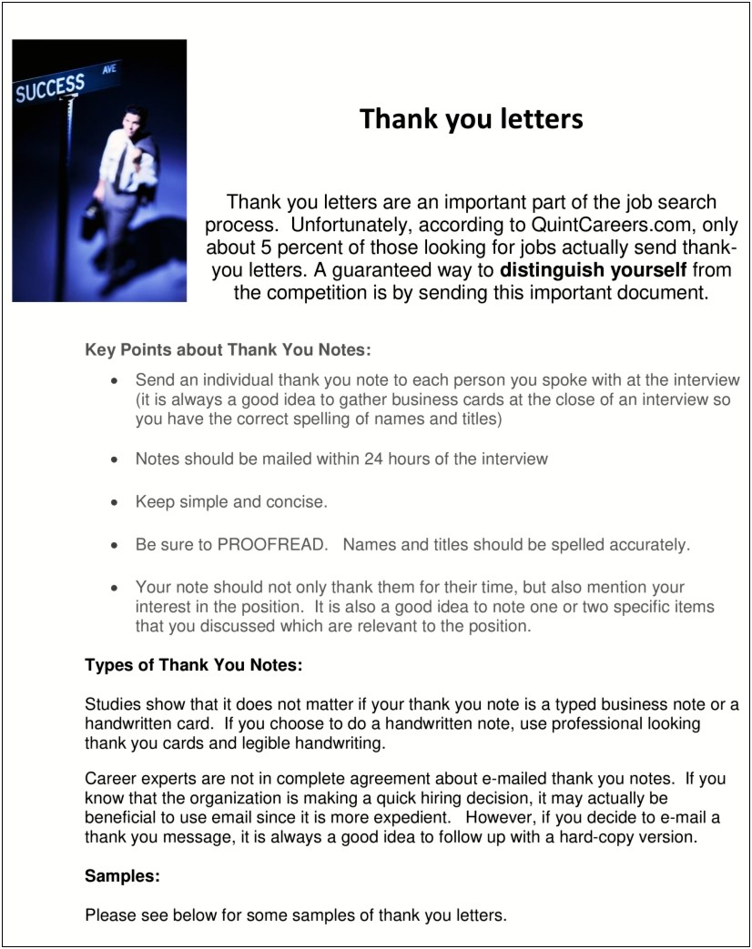 Thank You For Job Interview Letter Template