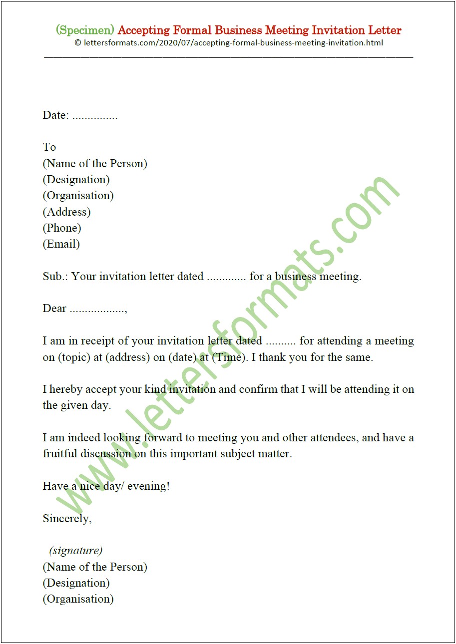 Thank You Letter For Attending A Meeting Template