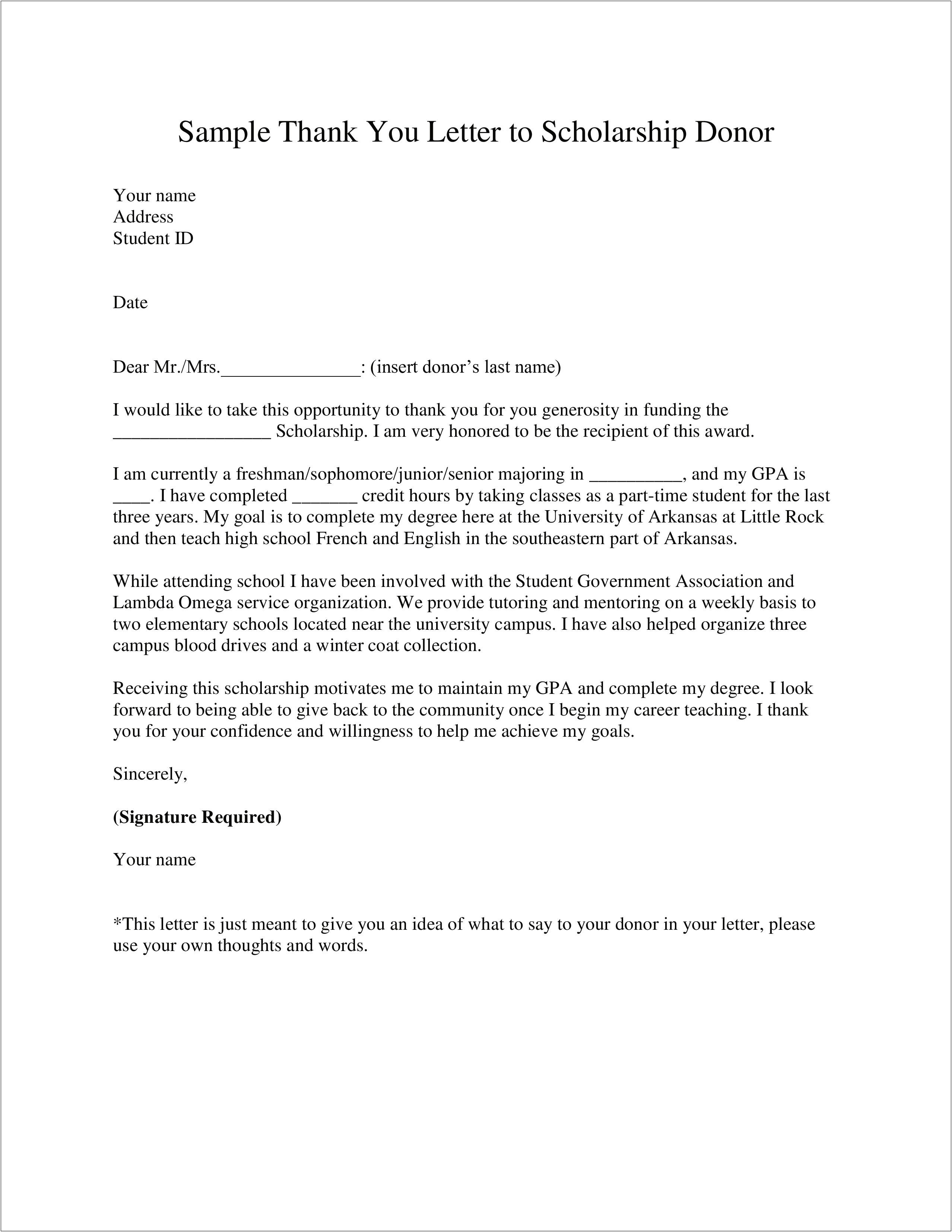 Thank You Letter For Award Template