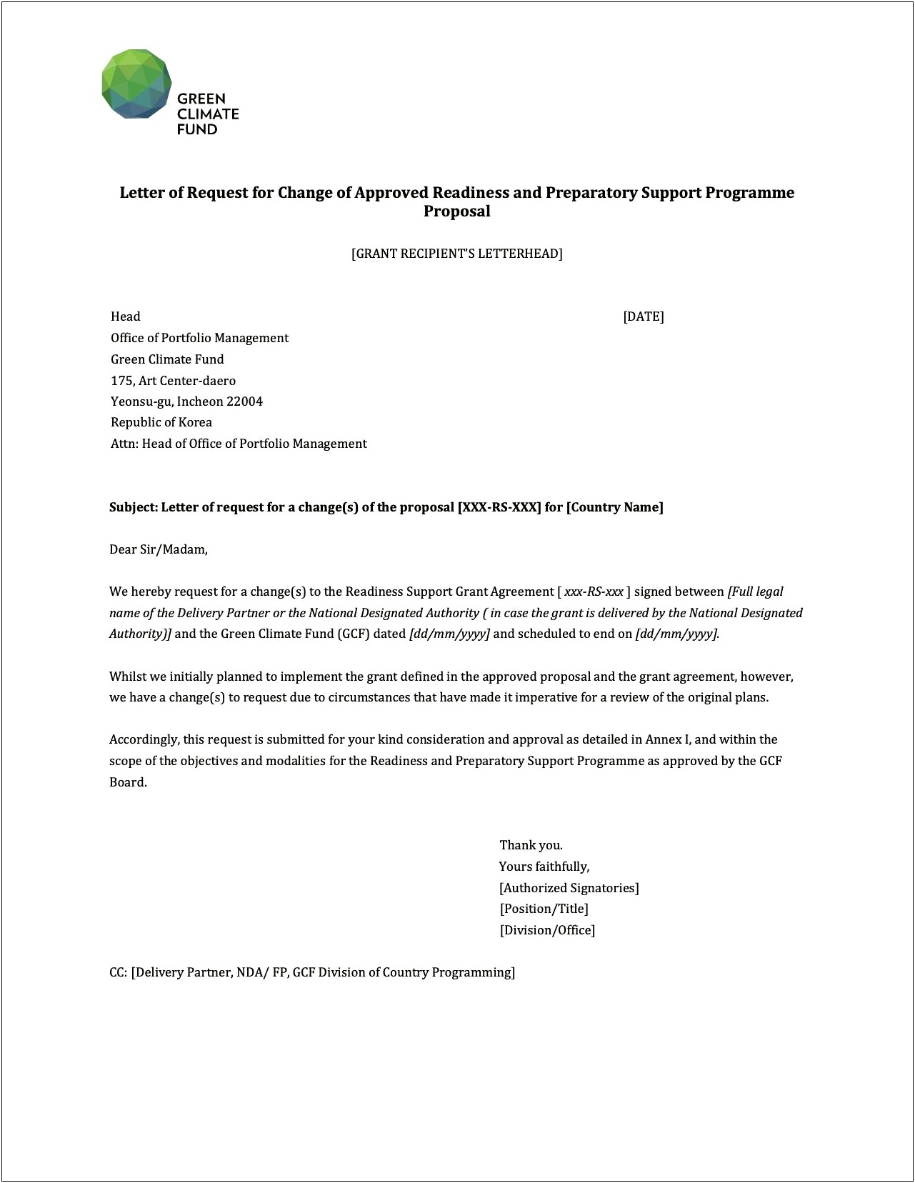Thank You Letter For Grant Award Template