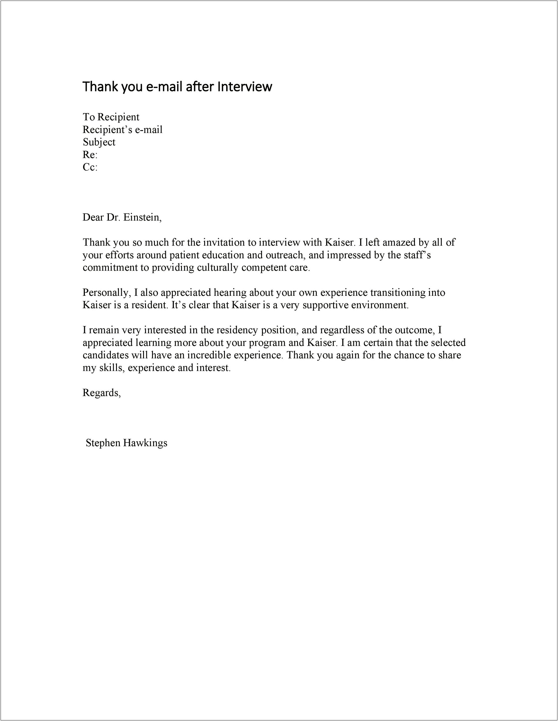 Thank You Letter For Interview Offer Template