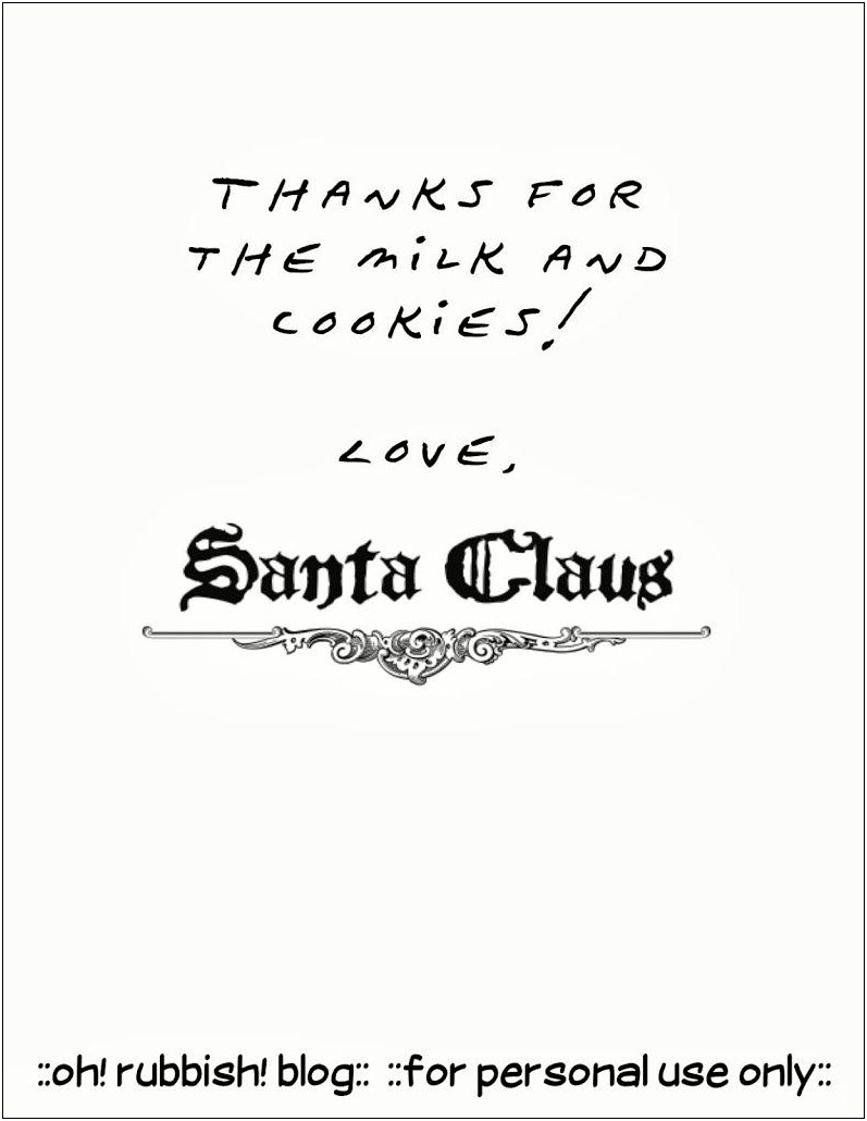 Thank You Letter From Santa Template Word