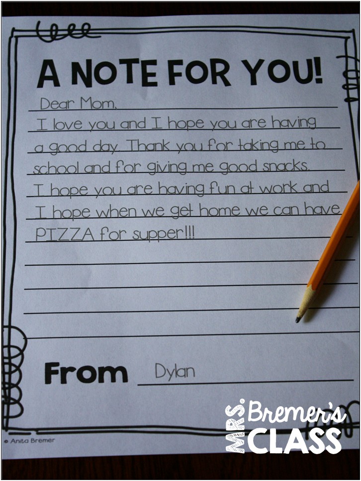 Thank You Letter Template 1st Grade