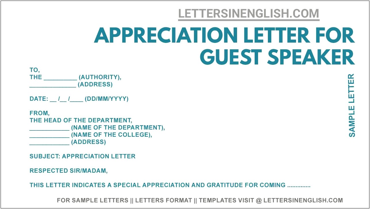 Thank You Letter Template For Guest Speaker