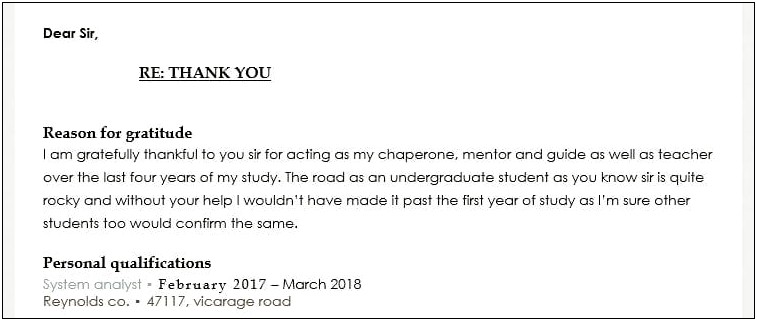 Thank You Letter Template For Mentor