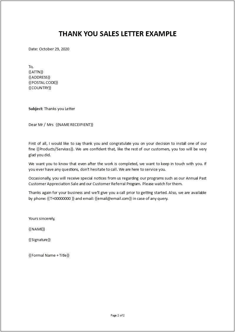 Thank You Letter Template For Referral