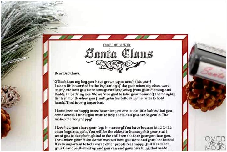 Thank You Letter To Father Christmas Template