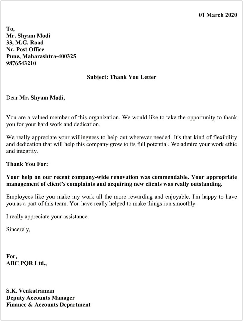 Thank You Letter To Patient For Payment Template