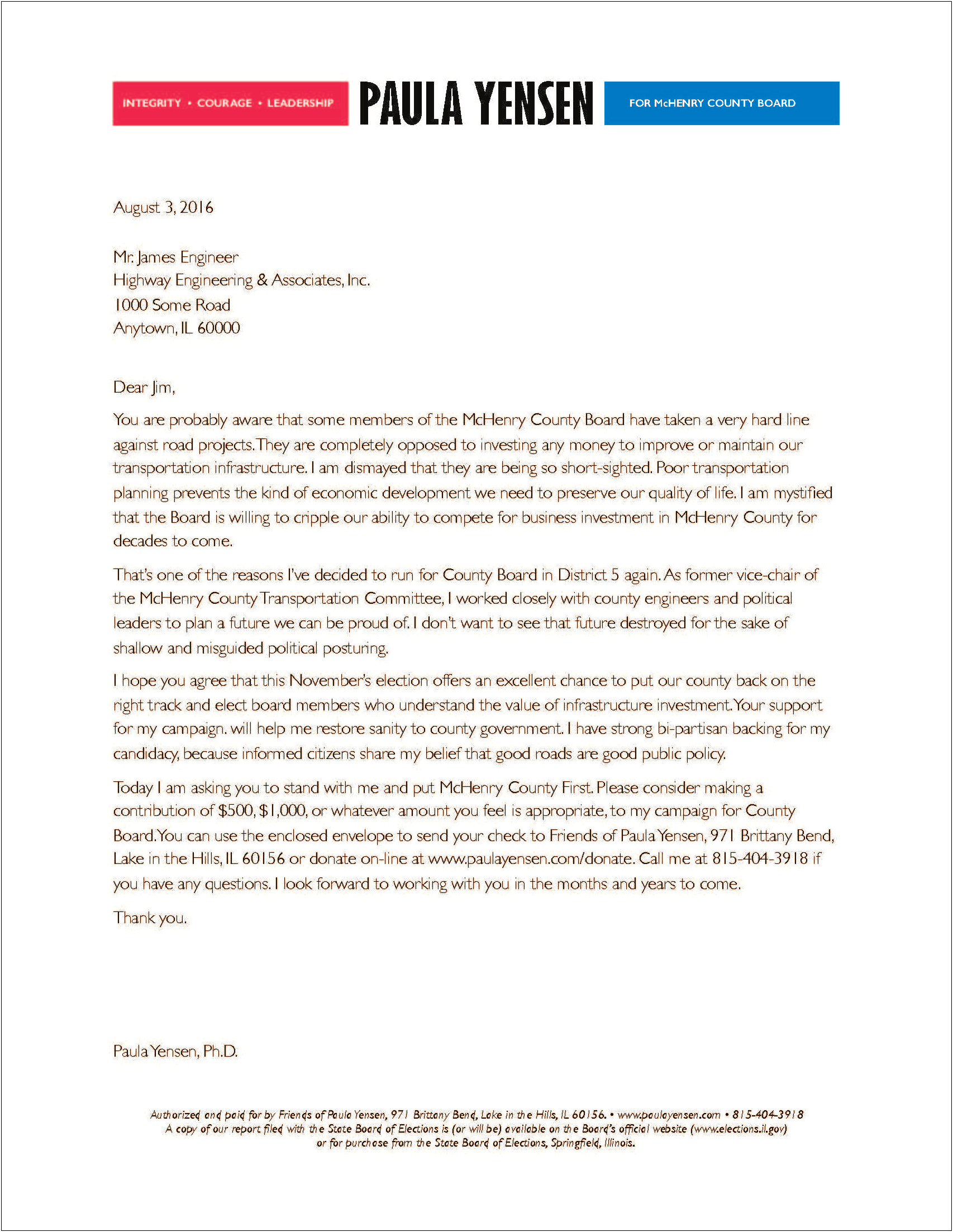 Thank You Letter To Politician Template