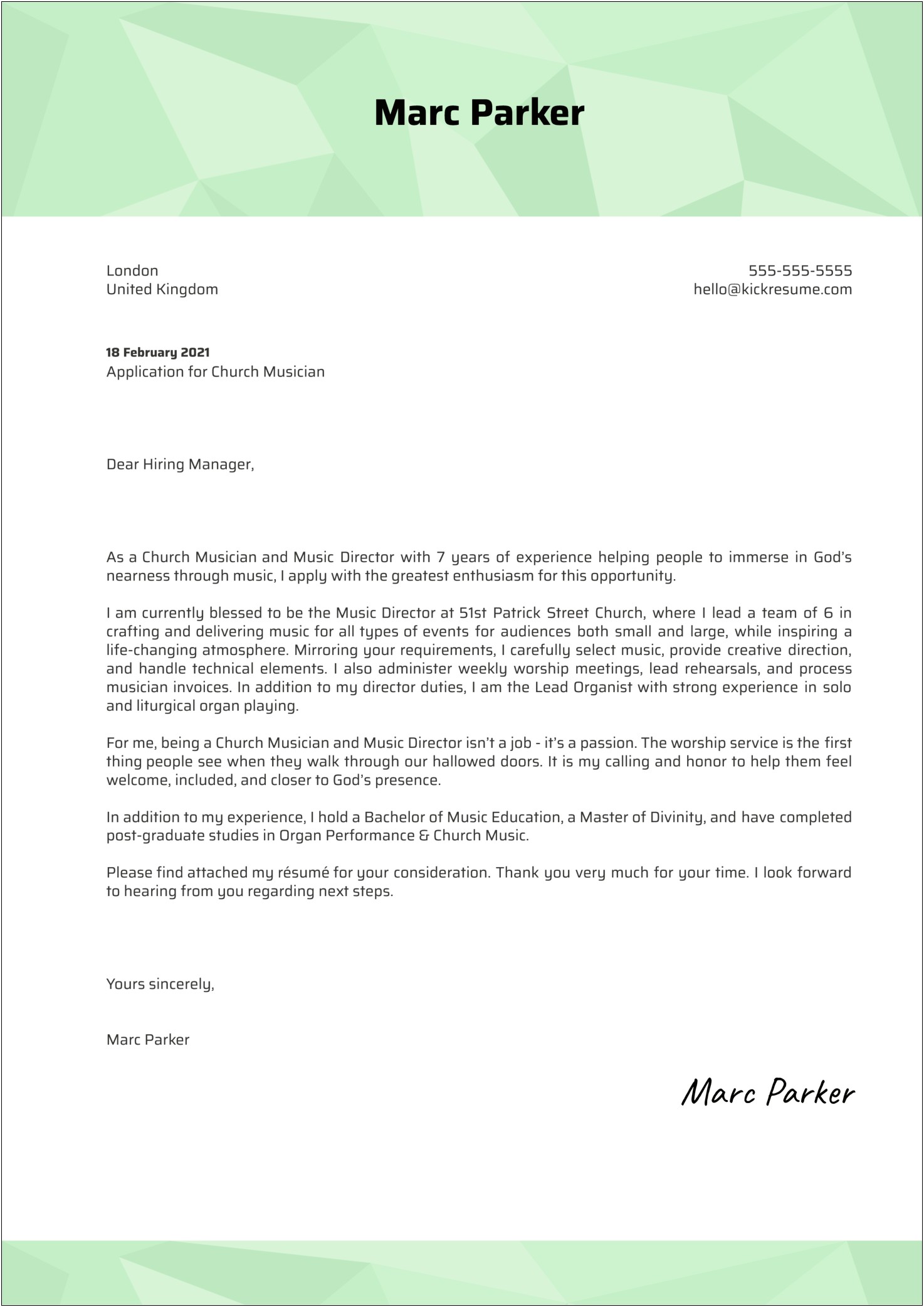 Thanks For Visiting Our Church Letter Template