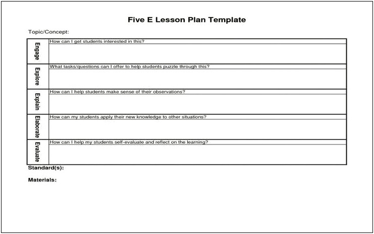 The Fundamental Five Lesson Plan Template