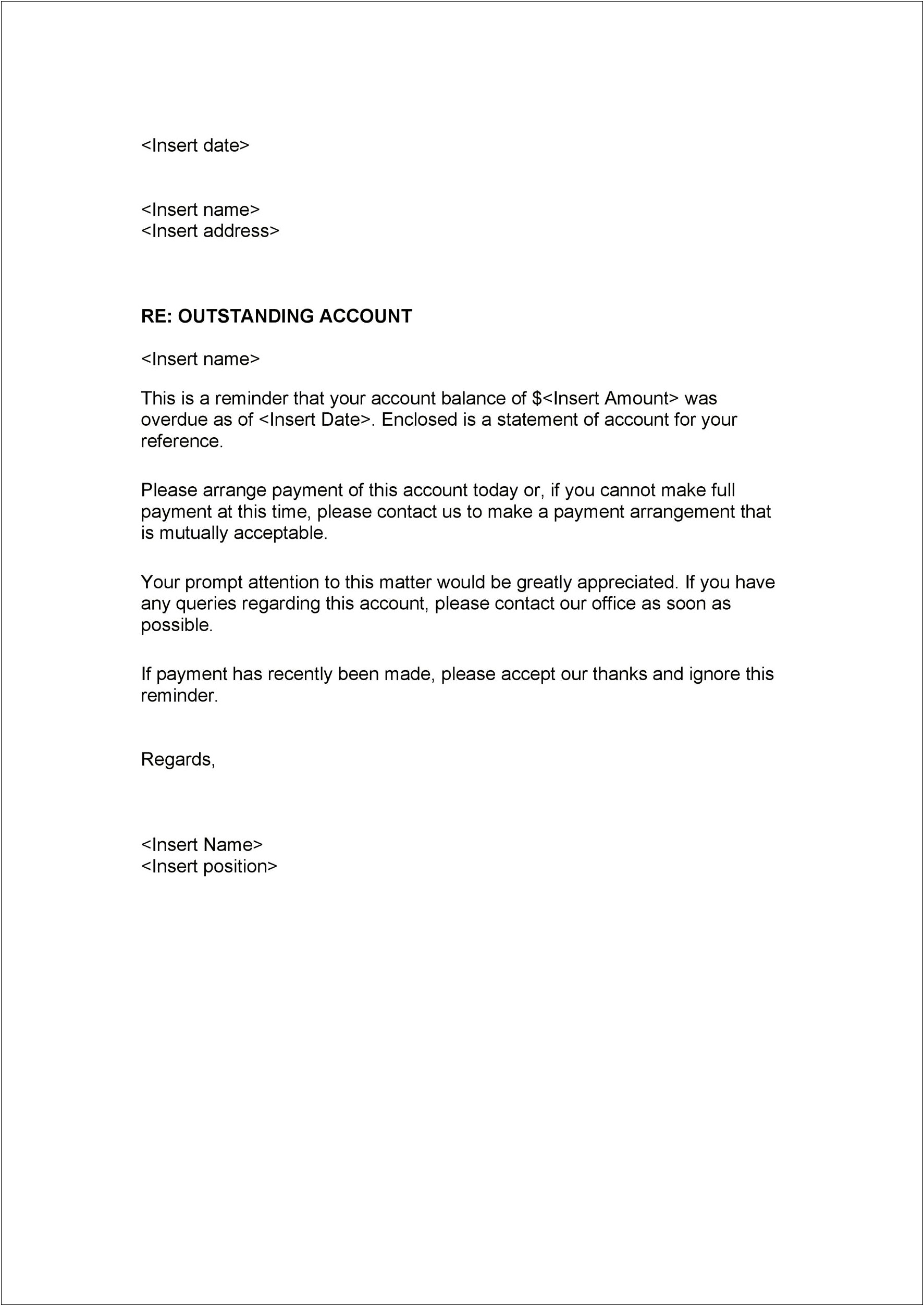 Third Party Debt Collection Letter Template