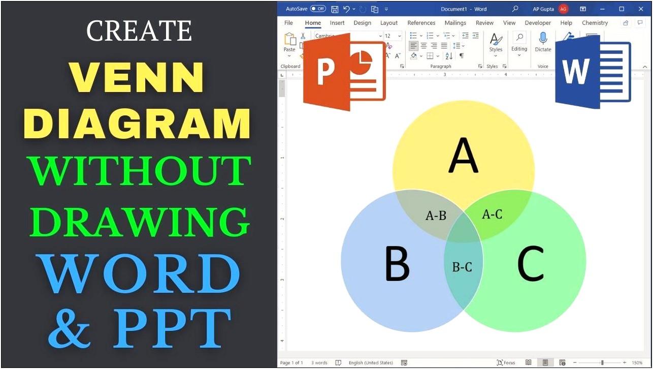 Three Circle Venn Diagram Template Microsoft Word