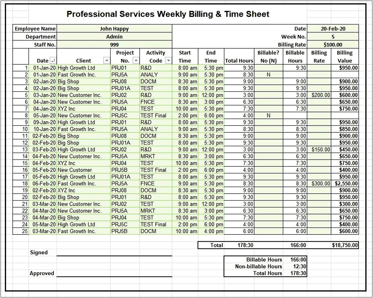 Time Sheet Template In Ms Word