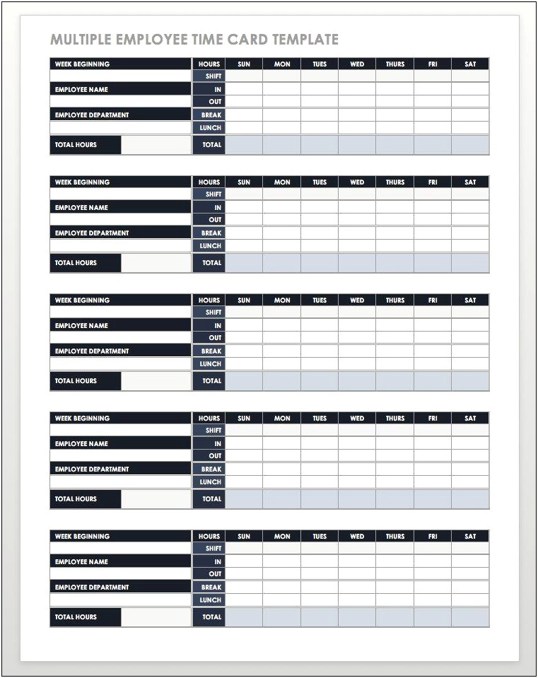 Timesheet Template For All Employees Word