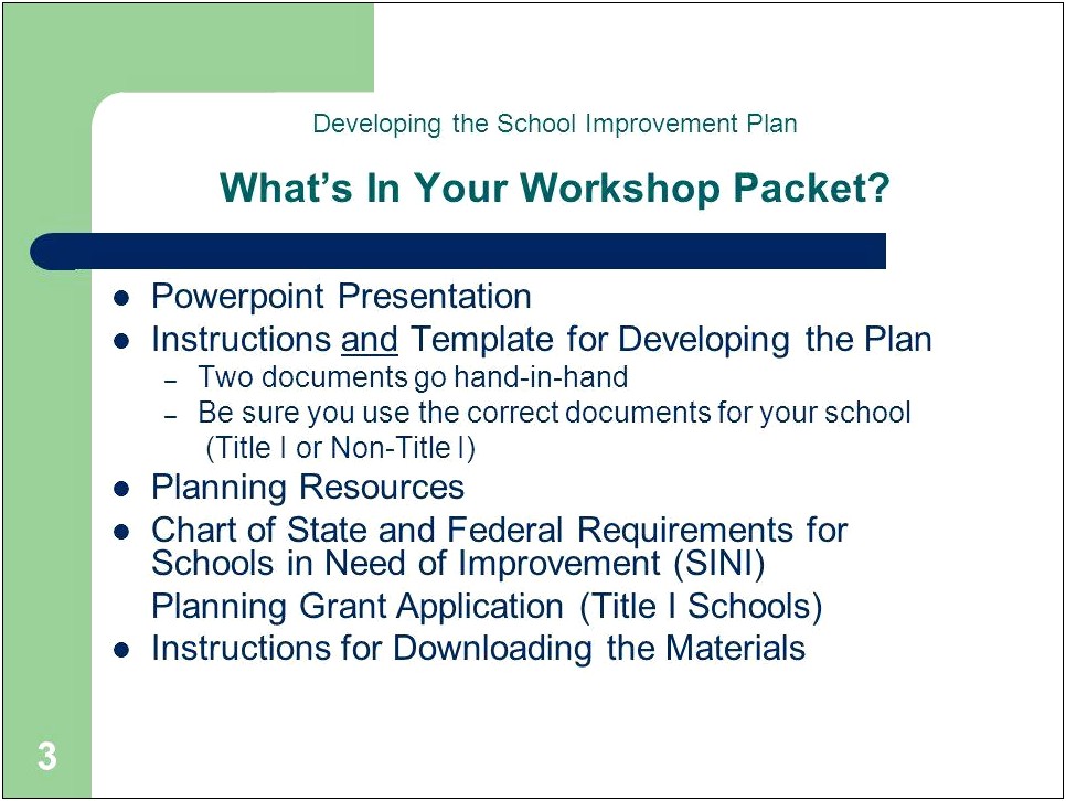 Title 1 School Implementation Plan Template