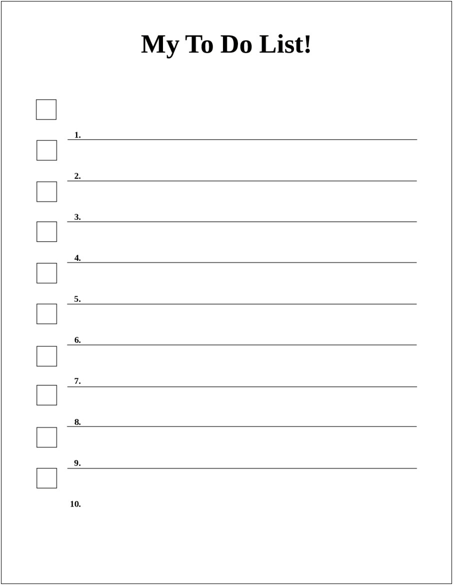 To Do List Template Word Pdf