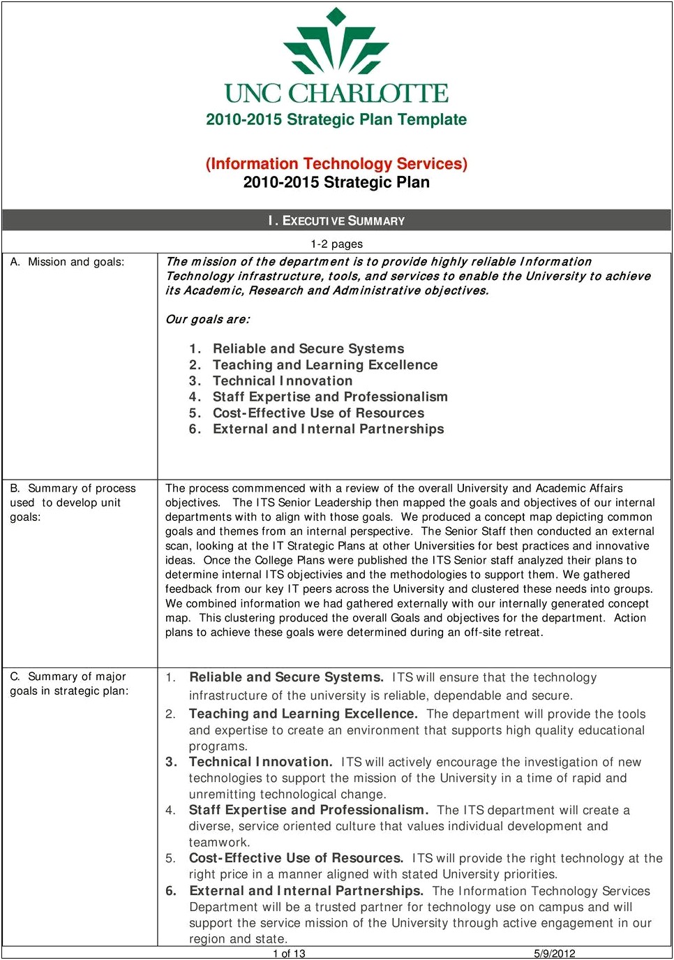 Toolkit Information And Technology Strategic Plan Template