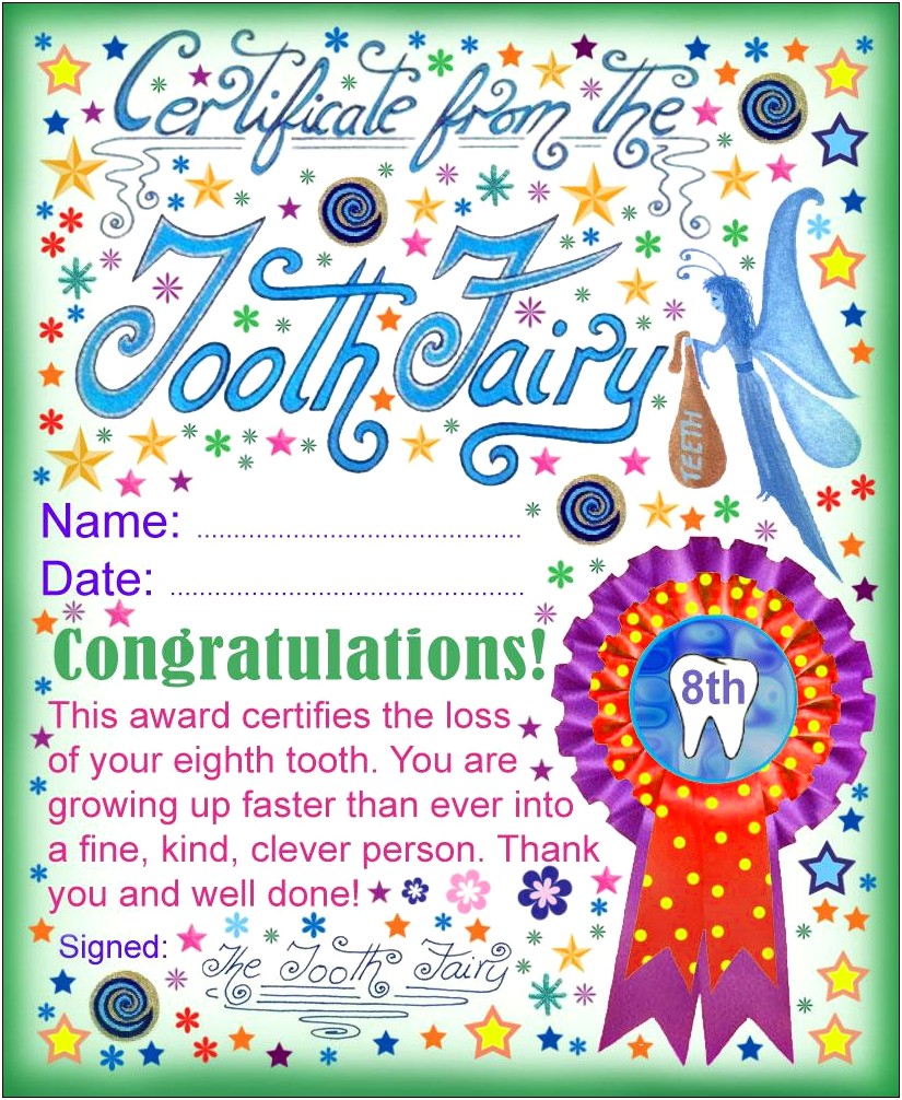 Tooth Fairy Letter Template First Tooth