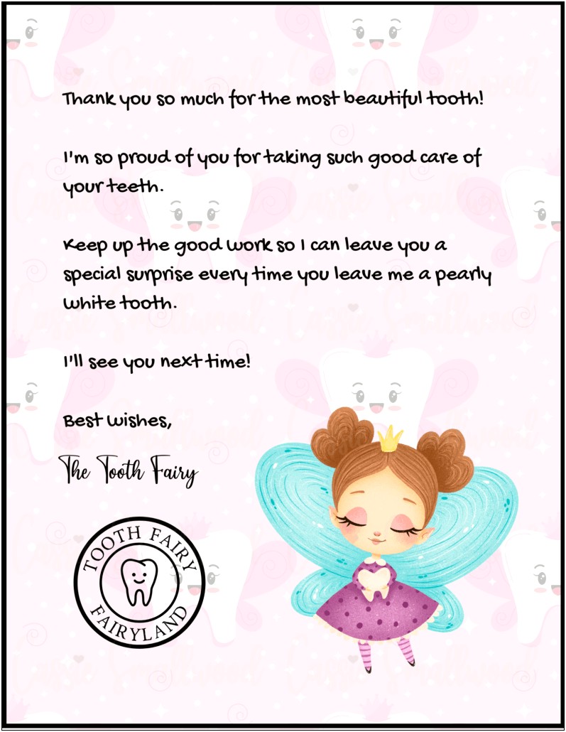 Tooth Fairy Letter Template For Boy