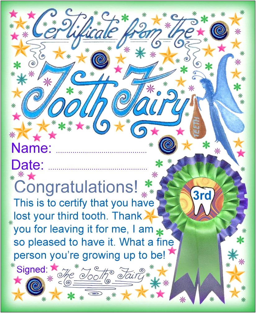 Tooth Fairy Letter Template Last Baby Tooth