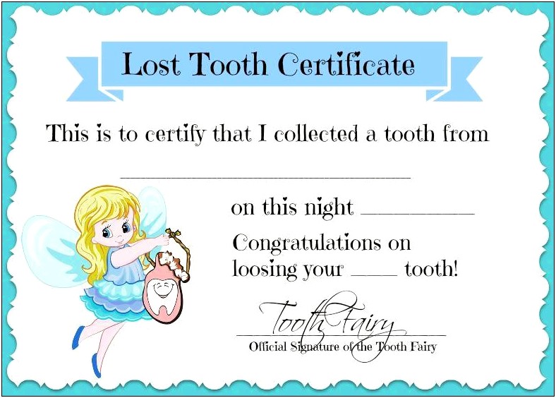 Tooth Fairy Letter Template Lost Tooth