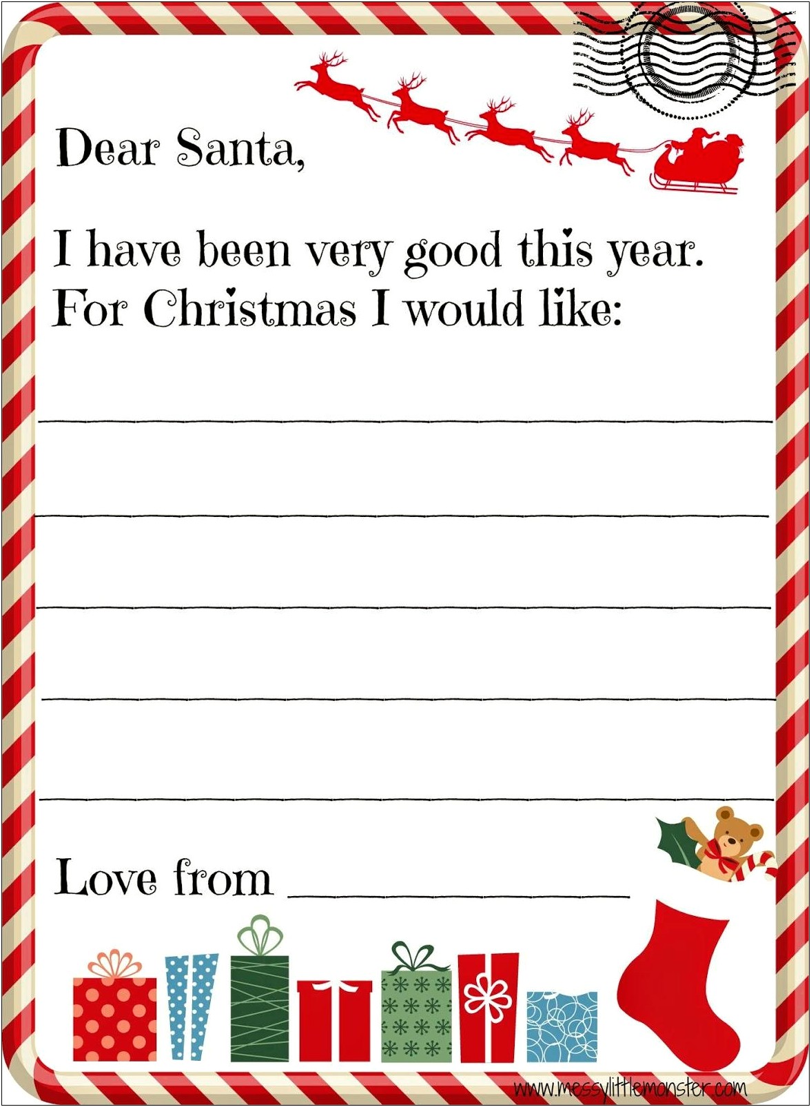 Top Of Santa's List Letter Template