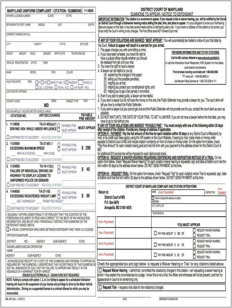 Top Template For Speeding Ticket Letter