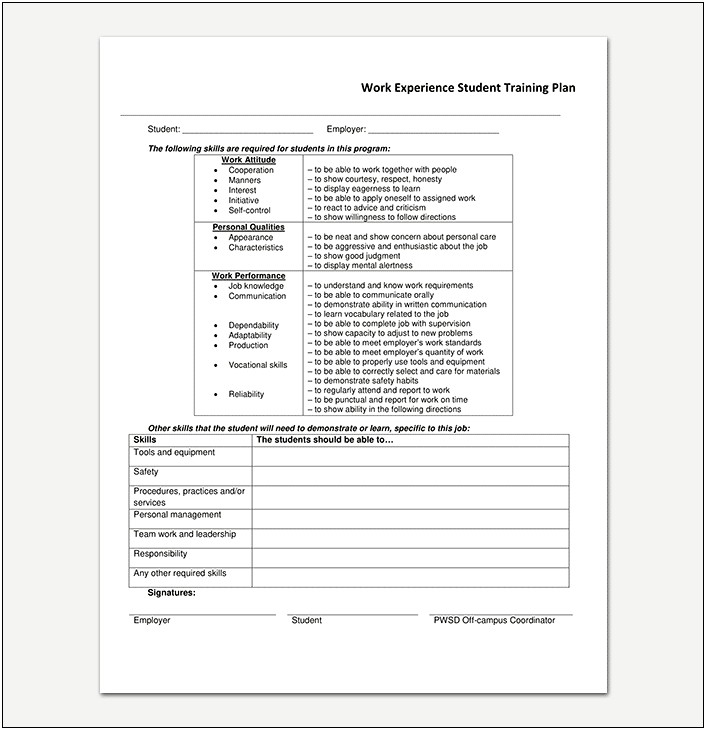 Training And Development Plan Excel Template