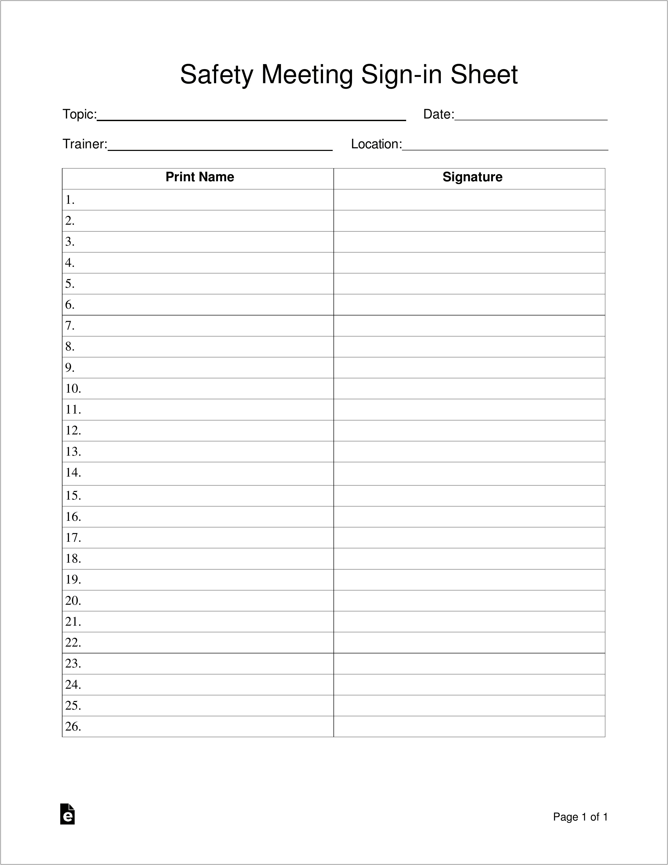 Training Attendance Sheet Template Microsoft Word