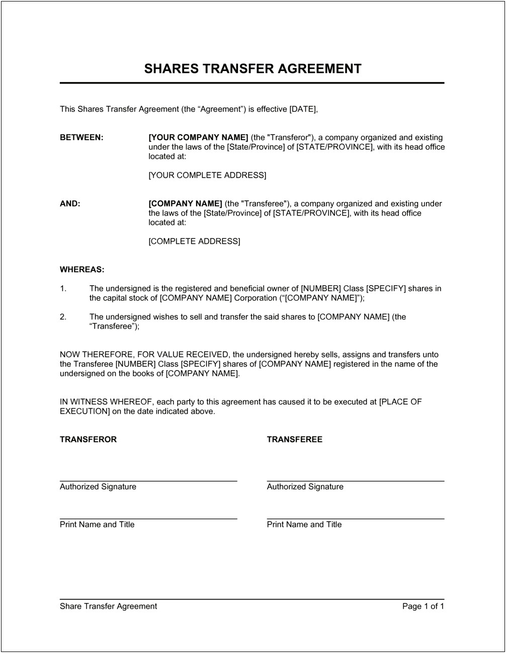 Transfer Of Property Ownership Letter Template