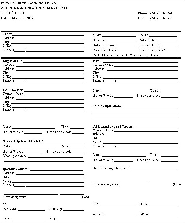 Treatment Plan Sample Template Substance Use Disorder