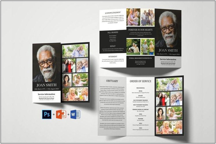 Trifold Word Template For Funeral Program