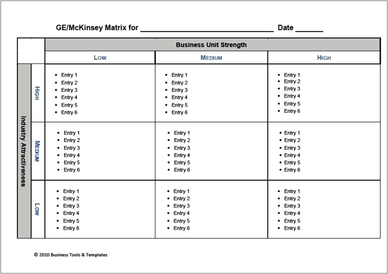 Two By Two Matrix Word Template