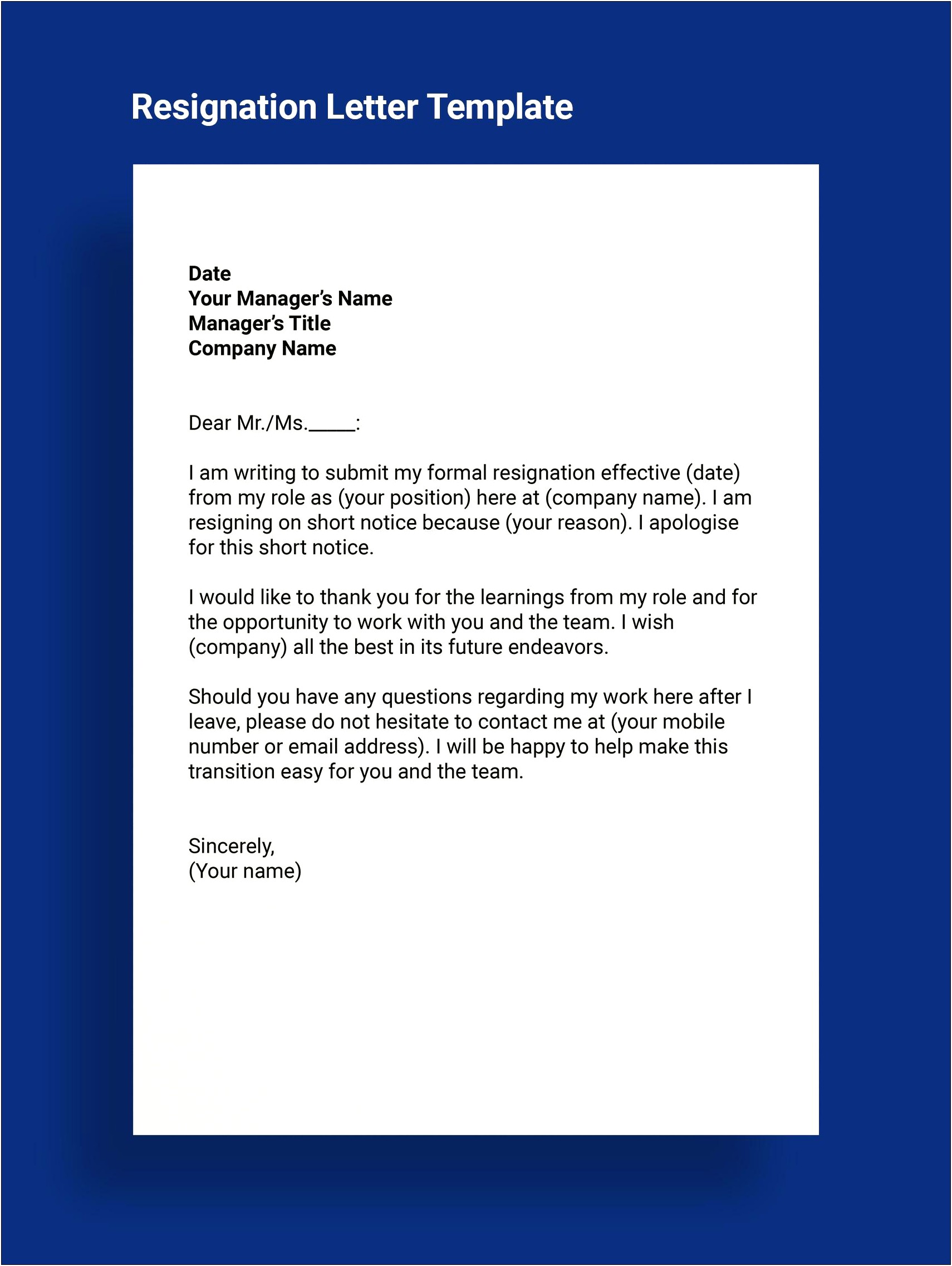 Two Weeks Notice Letter Template Retail