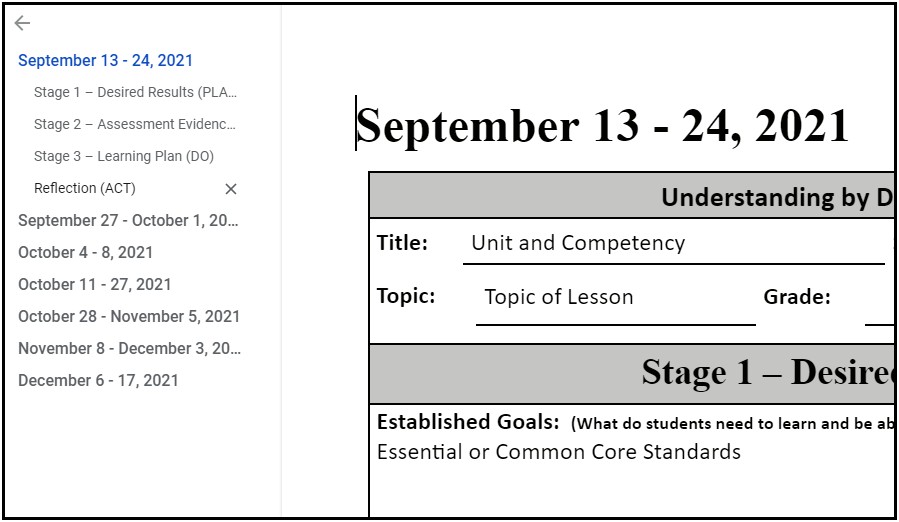 Ubd Lesson Plan Template Google Doc