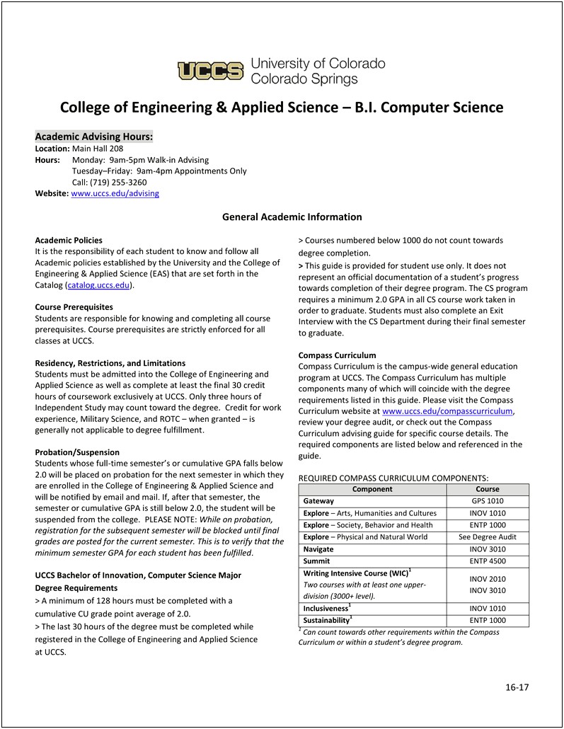 Uccs Four Year Degree Plan Template