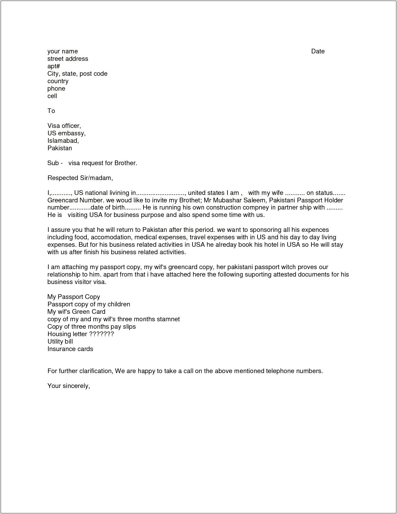 Uk Visa Application Cover Letter Template