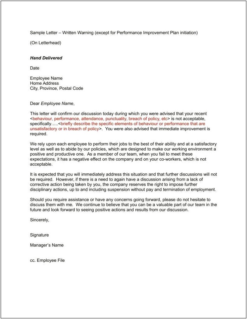 Unauthorised Absence From Work Template Letter