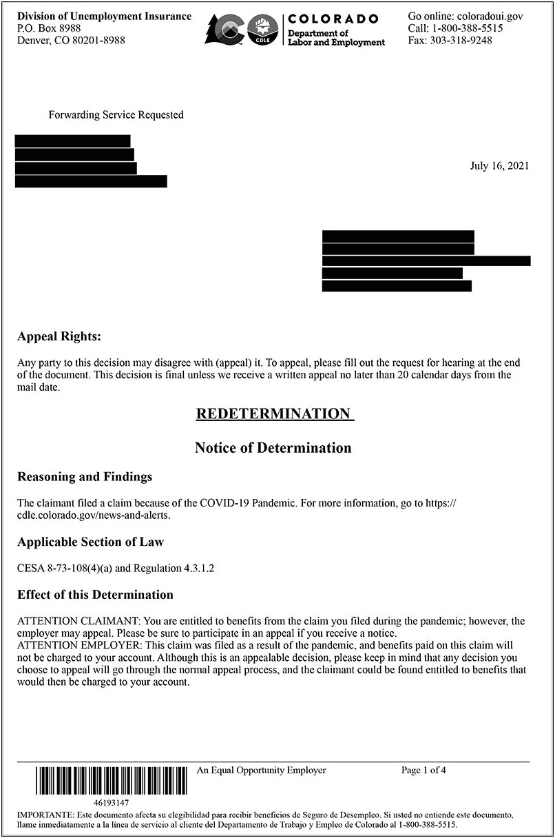 Unemployment Appeal Letter Template For Employer