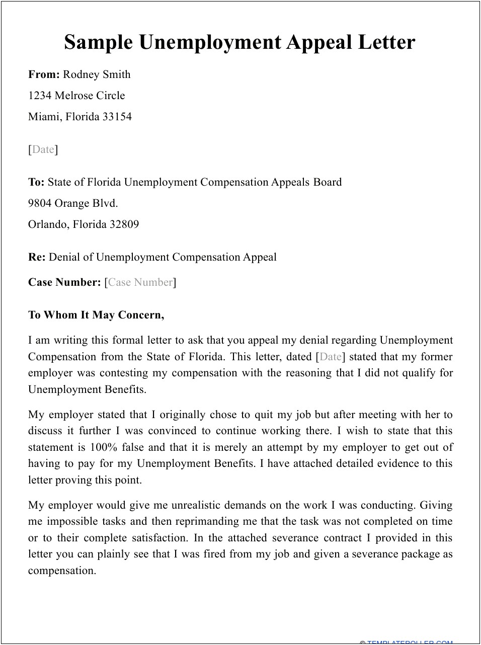 Unemployment Appeal Template Letter From Employment Tips