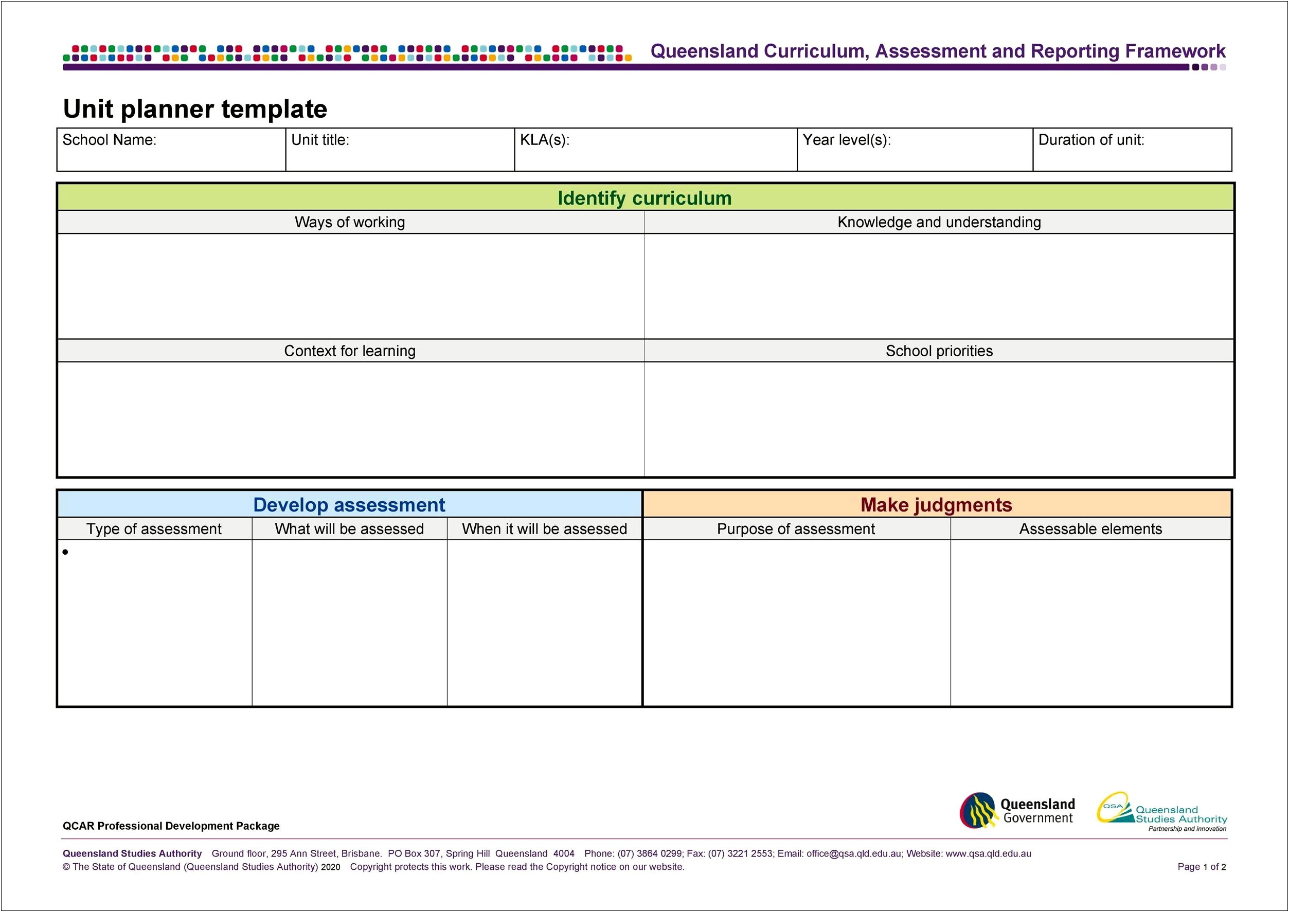 Unit Plan Template High School English